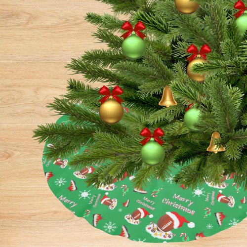 Merry Christmas Football With Snack Food Pattern  Brushed Polyester Tree Skirt