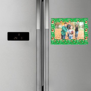 Merry Christmas Football With Snack Food Pattern Magnetic Frame