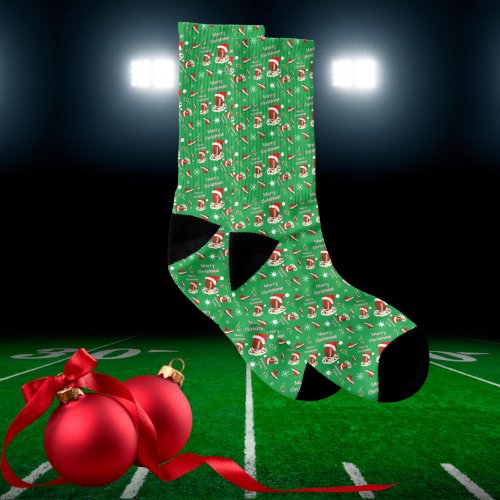 Merry Christmas Football With Snack Food Pattern  Socks