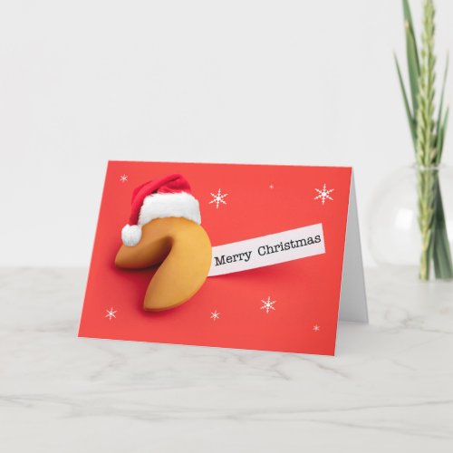 Merry Christmas For Anyone Fortune Cookie in Santa Holiday Card