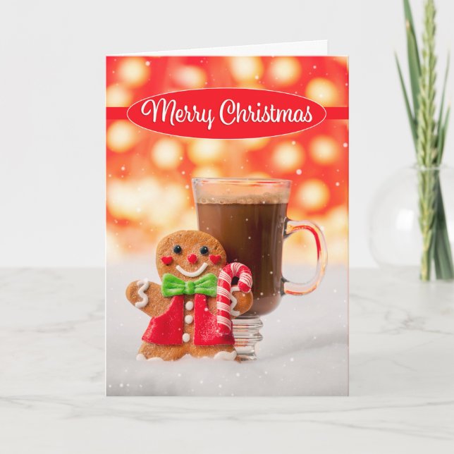 Merry Christmas For Anyone Gingerbread Man  Holiday Card (Front)