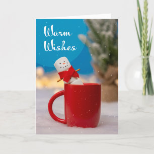 Merry Christmas For Anyone Marshmallow Snowman  Holiday Card