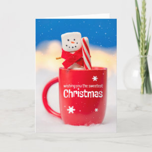 Merry Christmas For Anyone Marshmallow Snowman Holiday Card