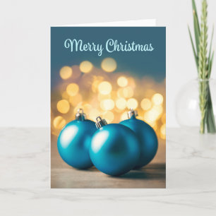 Merry Christmas For Anyone Three Blue Ornaments Holiday Card
