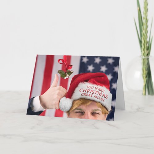 Merry Christmas For Anyone Trump in Santa Hat Card