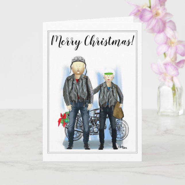 Merry Christmas for Biker Couple Card (Orchid)