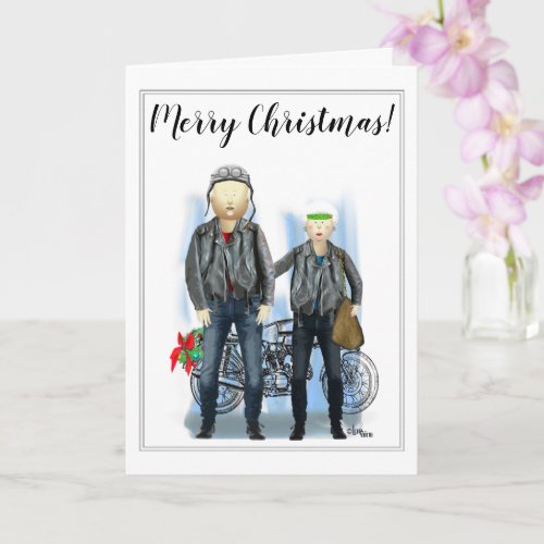 Merry Christmas for Biker Couple Card