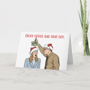 Merry Christmas For Coworker Creepy Office Guy Holiday Card