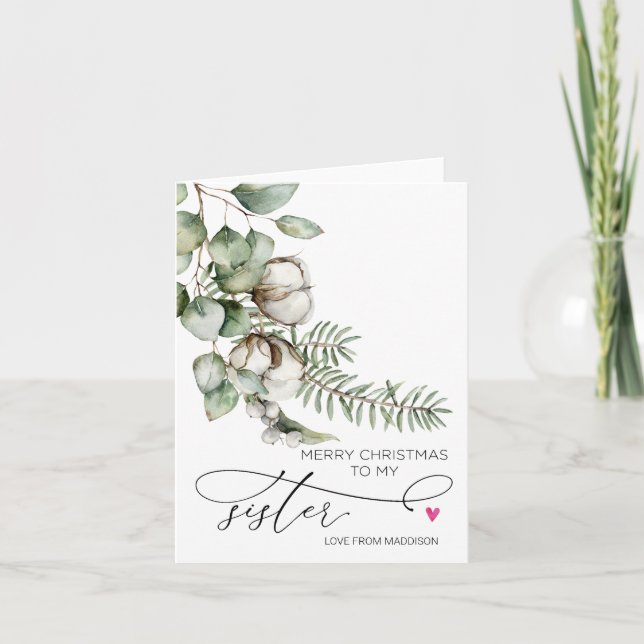 Merry Christmas For Sister From Sibling Card (Front)