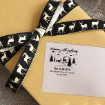 Merry Christmas Forest Deer and Trees Rubber Stamp<br><div class="desc">This "Merry Christmas" rubber stamp features deers,  trees,  a custom family name and address.</div>