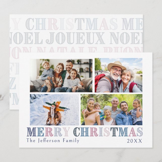 Merry Christmas Four Photo Card (Front/Back)