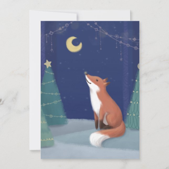 Merry Christmas: Fox Illustration Art Invitation (Front)