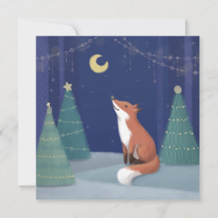 Merry Christmas: Fox Illustration Art Invitation