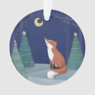 Merry Christmas: Fox Illustration Art Ornament