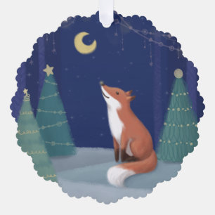 Merry Christmas: Fox Illustration Art Ornament Card