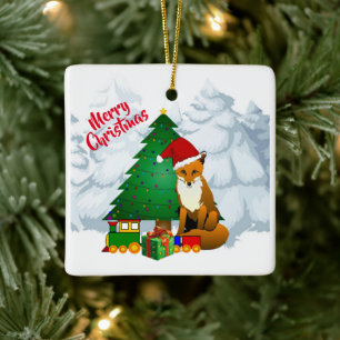 Merry Christmas Fox Ornament