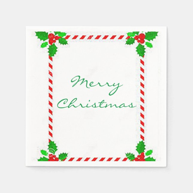 “Merry Christmas Frame” Cocktail  Napkins (Front)