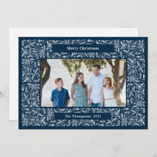 Merry Christmas Frame Holiday Navy blue
