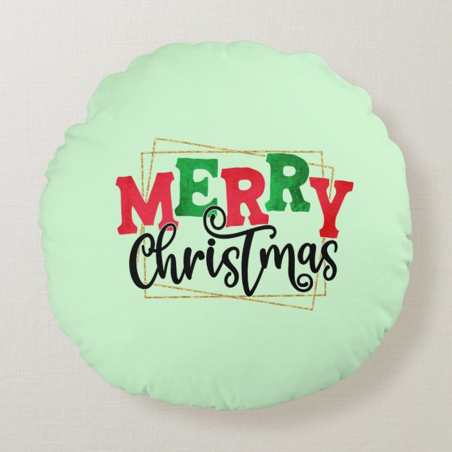 Merry Christmas Framed-80716 Round Pillow (Front)