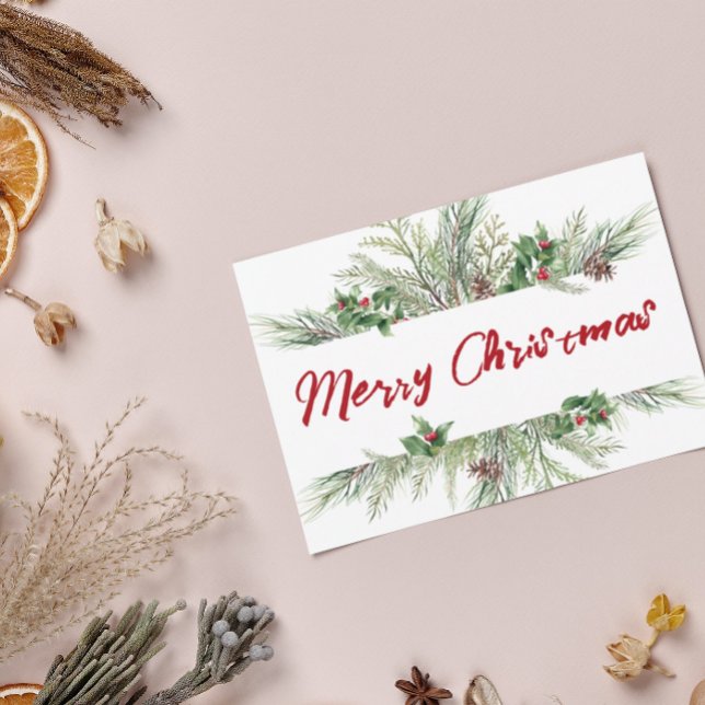 Merry Christmas Framed Winter Wheath Greeting Holiday Postcard (Creator Uploaded)