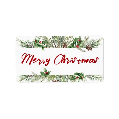 Merry Christmas Framed Winter Wheath Greeting Label