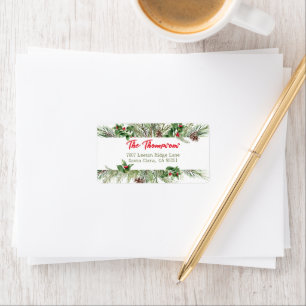 Merry Christmas Framed Winter Wheath Greeting Label