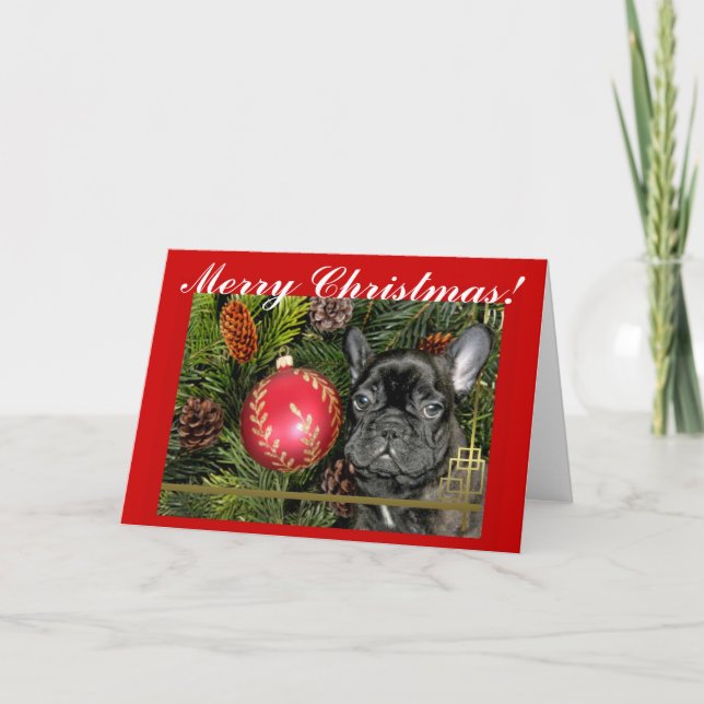 Merry Christmas French Bulldog Greeting card (Front)