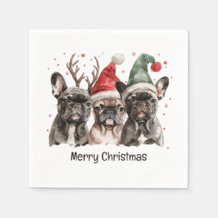 Merry Christmas French Bulldog Reindeer Dogs Napkins