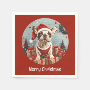Merry Christmas French Bulldog Santa Dog Napkins