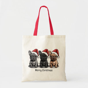 Merry Christmas French Bulldog Santa Dog Tote Bag