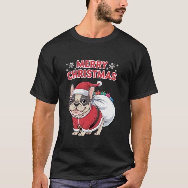 Merry Christmas French Bulldog  T-Shirt (Front)