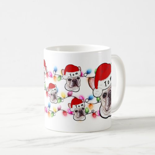 Merry Christmas French Bulldog Wearing Santa Hat Coffee Mug