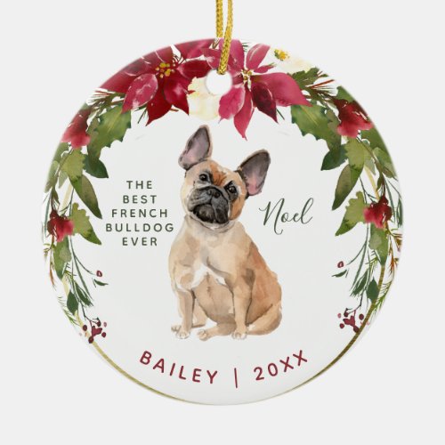 Merry Christmas French Bulldog  Your Dogs Photo Ceramic Ornament