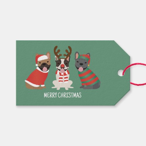 Merry Christmas French Bulldogs Gift Tags