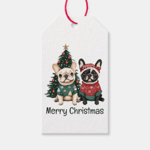 Merry Christmas French Bulldogs Gift Tags