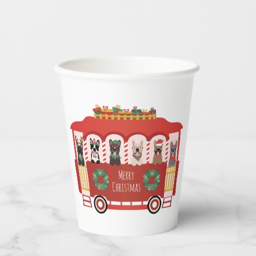 Merry Christmas French Bulldogs Holiday Trolly Paper Cups
