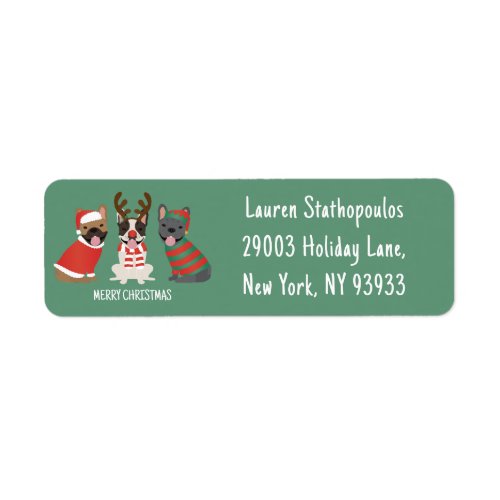 Merry Christmas French Bulldogs Label