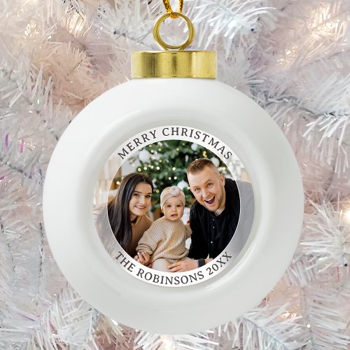 Merry Christmas Fresh Modern Style Family Photo Ceramic Ball Christmas Ornament