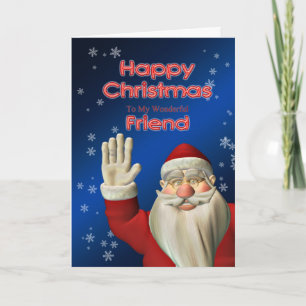 Merry Christmas Friend, Santa waving Holiday Card