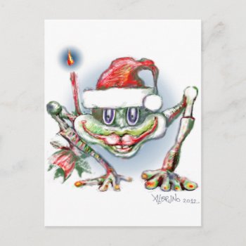 * Merry Christmas Frog By Albruno * Holiday Postcard by Alejandro at Zazzle