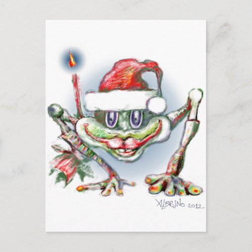  Merry christmas Frog by Albruno  Holiday Postcard