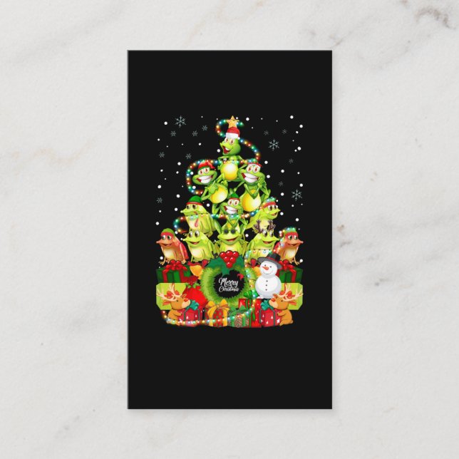 Merry Christmas Frog Christmas Tree Xmas Frogs Business Card (Front)