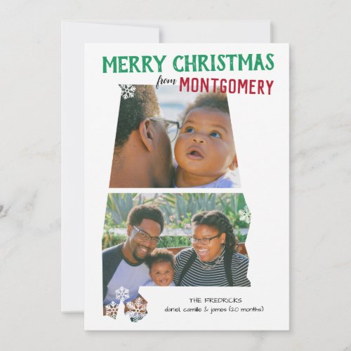 Merry Christmas from Alabama Two Photo Card
