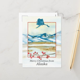 Merry Christmas from Alaska Tundra Winter Mountain Holiday Postcard