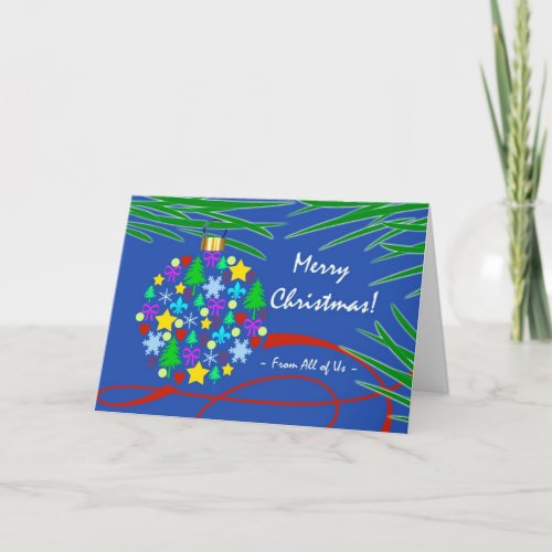 Merry Christmas From All of Us Symbol Ornament Holiday Card