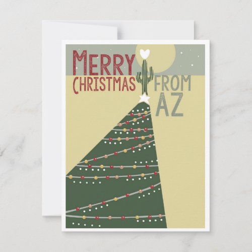 Merry Christmas from Arizona Cactus Tree Lights Holiday Card
