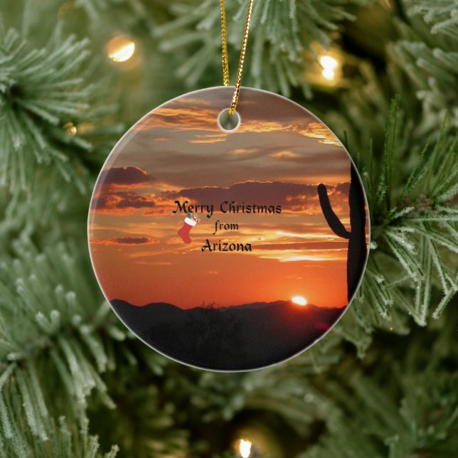 Merry Christmas from Arizona Ceramic Ornament (Tree)