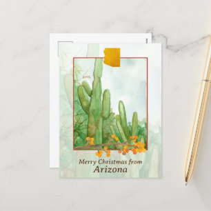 Merry Christmas from Arizona Saguaro Cactus Holiday Postcard