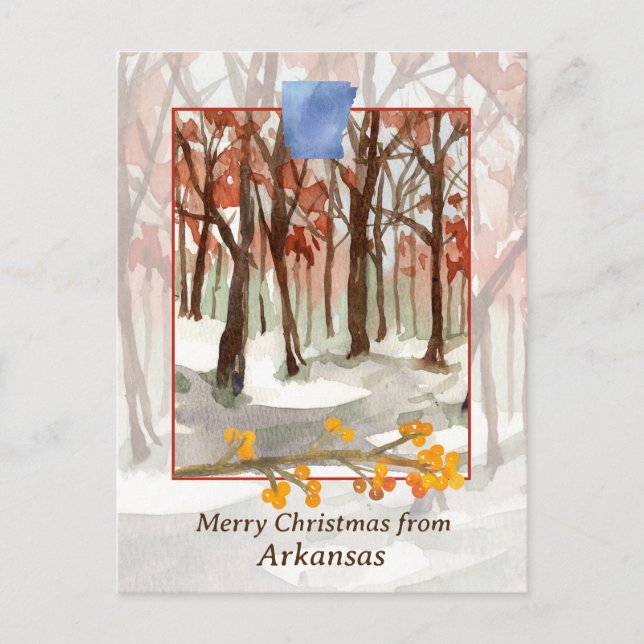 Merry Christmas from Arkansas Trees Winter Snow Holiday Postcard (Front)