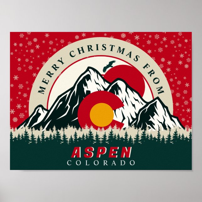 Merry Christmas From Aspen Colorado Souvenirs Poster (Front)